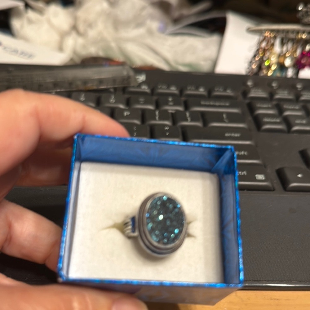 Sparkling Blue Stone Ring